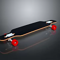 Black Longboard Skateboard With Orange Edge Red Wheels And White Trucks