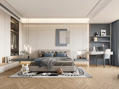 Modern Kids Bedroom Interior With Bed Decor And Study Area 3d model