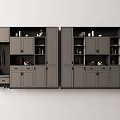 Modern Gray Double Shoe Cabinet Design With Multiple Storage Compartments And Drawers 3d model