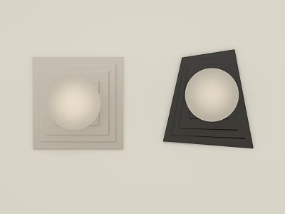 Light Colored Square And Black Triangular Layered Wall Lamps With Circular Light 3d model
