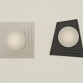 Light Colored Square And Black Triangular Layered Wall Lamps With Circular Light