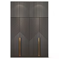 Modern Luxury Kitchen Cabinet Design With Vertical Stripes Geometric Patterns And Gold Handles
