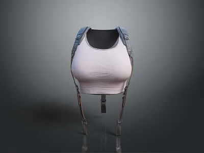 Comfortable White Vest Style Support Strap with Adjustable Straps for Daily Use 3d model