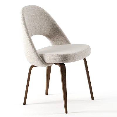 Elegant Modern Stool Design With Beige Fabric Seat Backrest And Wooden Legs 3d model