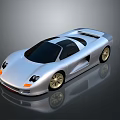Silver Sports Car with Black Roof and Golden Wheels Sleek Modern Design Shiny Exterior