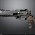 Vintage Metallic Revolver With Silver Body And Brown Wooden Grip Design