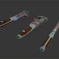 Adjustable Wrenches Three Pieces With Metal Body And Wooden Handles