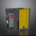 Yellow And Gray Industrial Machine With Red Arrow Ventilation Fan And Wheels