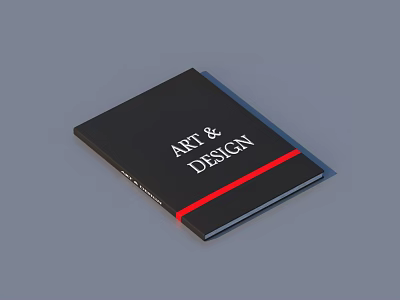 Art And Design Book With Black Cover Featuring Red Stripe Accents 3d model