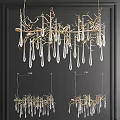 Modern Luxury Chandelier with Gold Metal Branches and Crystal Droplets Design