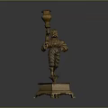 Brass Human Figure Candle Holder Furniture With Decorative Base And Intricate Design