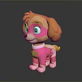 Cute Cartoon Dog Toy Figure In Pink Costume With Mask And Wings