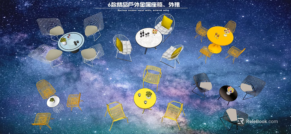 Premium 6 Designs Outdoor Metal Table and Chair Sets for Export 3d model 