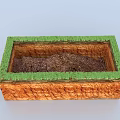 Rectangular Garden Ornament With Orange Border Green Grass Edge And Inner Soil 3d model