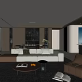 Modern Living Room Interior With White Sofa Brown Armchair And Coffee Table 3d model