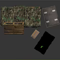 Storage Components Scene Including Wooden Pallet Camouflage White And Black Boxes