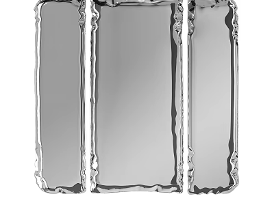 Three Rectangular Mirrors with Wavy Decorative Frames for Modern Home Interior Design 3d model