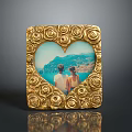 Golden Rose Carved Photo Frame For Home Decor Living Room