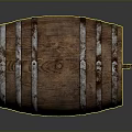 Traditional Wooden Barrel With Metal Hoops And Wooden Stand Tap