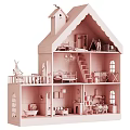 Detailed Multi Level Dollhouse With Staircase Furniture Decorations And Interior Rooms