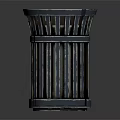 Modern Sleek Metal Trash Can With Cylindrical Perforated Stripe Design For Home Bathroom Office