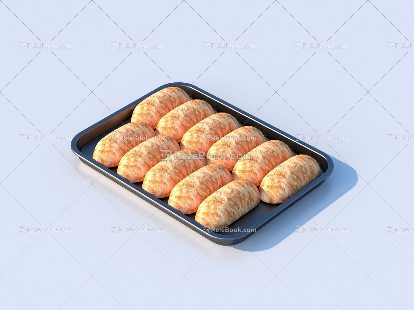 cake cream bread dessert biscuit pie 3d model