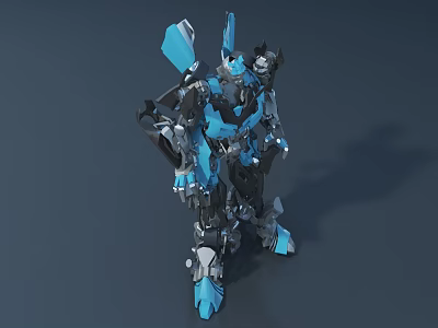 Futuristic Smart Robot With Blue Black Mechanical Armor And Detailed Structure 3d model