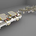 Industrial Mechanical System With Work Platforms Curved Conveyor Tracks And Red Components 3d model