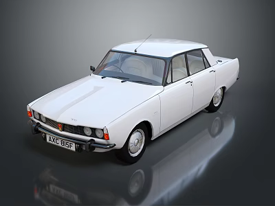 Classic White Vintage Car With Retro Exterior Design And Sleek Body Lines 3d model