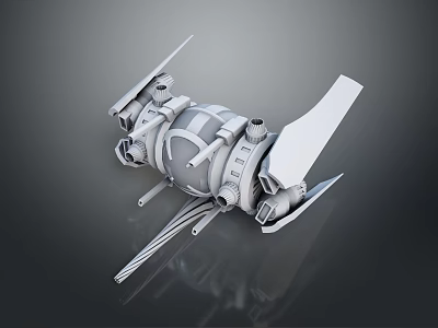 3D Rendered Mechanical Structure With Spherical Body And White Wing Elements 3d model