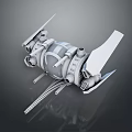 3D Rendered Mechanical Structure With Spherical Body And White Wing Elements