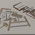 Essential Hardware Tools Including Hammer Saw Chisel Pliers And Woodworking Set 3d model