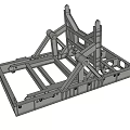 Industrial Metal Frame Structure With Support Beams And Mechanical Components 3d model