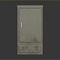 Practical Gray Single Door Storage Cabinet With Silver Handle And Bottom Vents 3d model