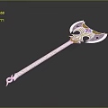 Ornate Decorative Axe With Gold Blue Accents And Elaborate Patterned Handle