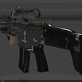 Tactical Rifle With Optical Scope Tactical Flashlight And Modern Military Design