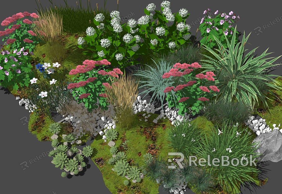 Modern shrubs and flowers model