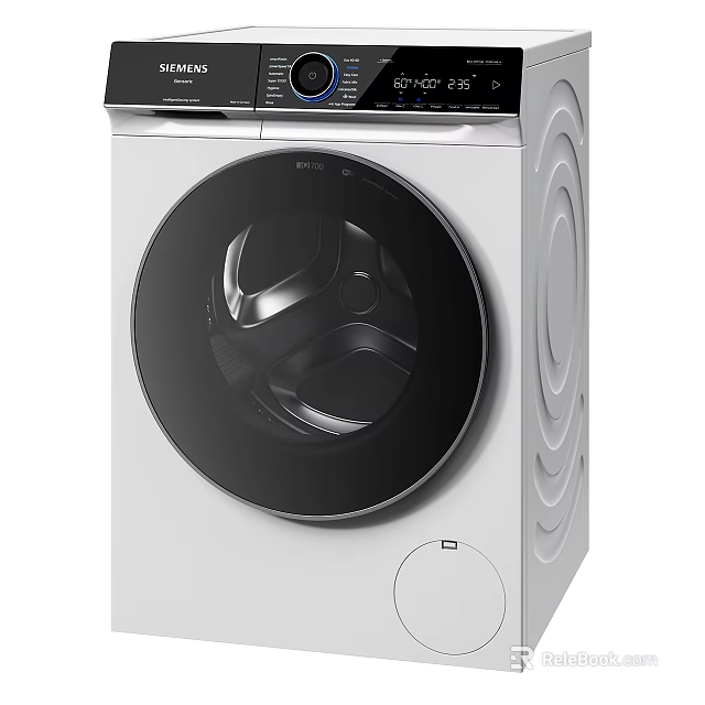 Modern Front Load Washer With Smart Control Panel And Sleek Black Door Design 3d model