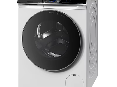 Modern Front Load Washer With Smart Control Panel And Sleek Black Door Design 3d model
