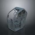 3D Model Of Gray Cockpit With Hexagonal Structure And Detailed Interior