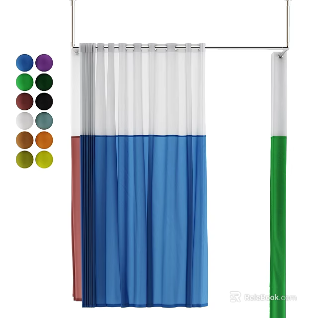 Various Color Options For Home Curtains With Different Shades And Styles 3d model 