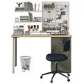 Modern Navy Blue Fabric Rolling Office Chair For Neat Home Study Work Desk Setup