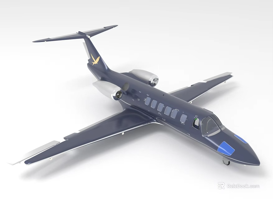 Dark Blue Jet Airliner With Aerodynamic Body Structure 3d model 