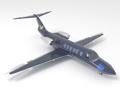 Dark Blue Jet Airliner With Aerodynamic Body Structure 3d model