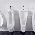 Modern Wall Mounted Urinals In Bathroom With Different Designs And Tile Background