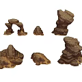 Different Natural Stone and Wood Decorative Rocks with Unique Shapes and Textures