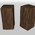 Natural Wooden Stools With Square Shape And Rustic Wood Grain Texture