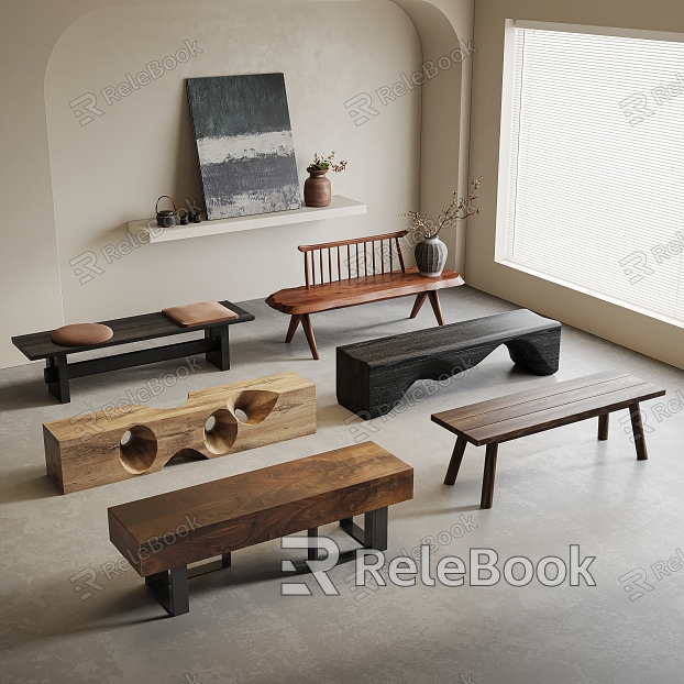 Solid Wood Bench Combination model