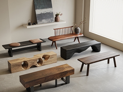 Solid Wood Bench Combination model