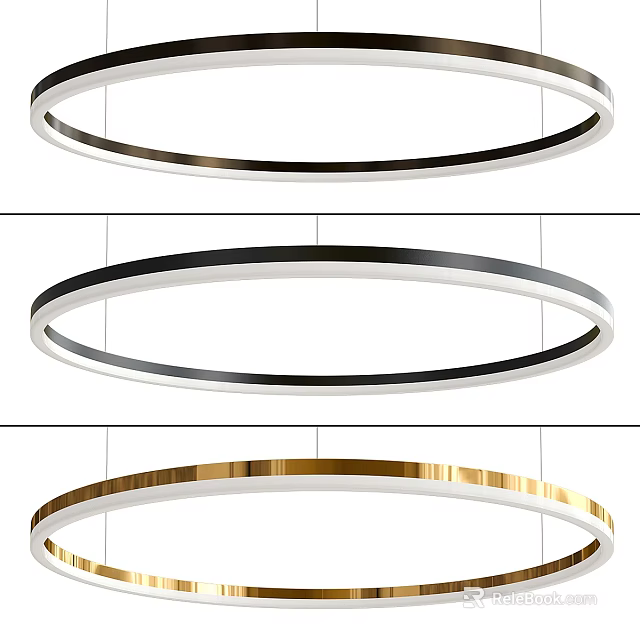 Modern Circular Ring Chandelier Design With Sleek Contemporary Style And Gold Black White Finishes 3d model 